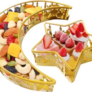 Bandeja de Ramadán Eid Mubarak Moon Star Bandeja, Islam Muslim Al-Fitr Iftar Bandeja de servir comida para fiesta, platos de metal Ramadán, Bandeja de Ramadán Eid Mubarak Moon Star Bandeja, Islam Muslim Al-Fitr Iftar Bandeja de servir comida para fiesta, platos de metal Ramadán,