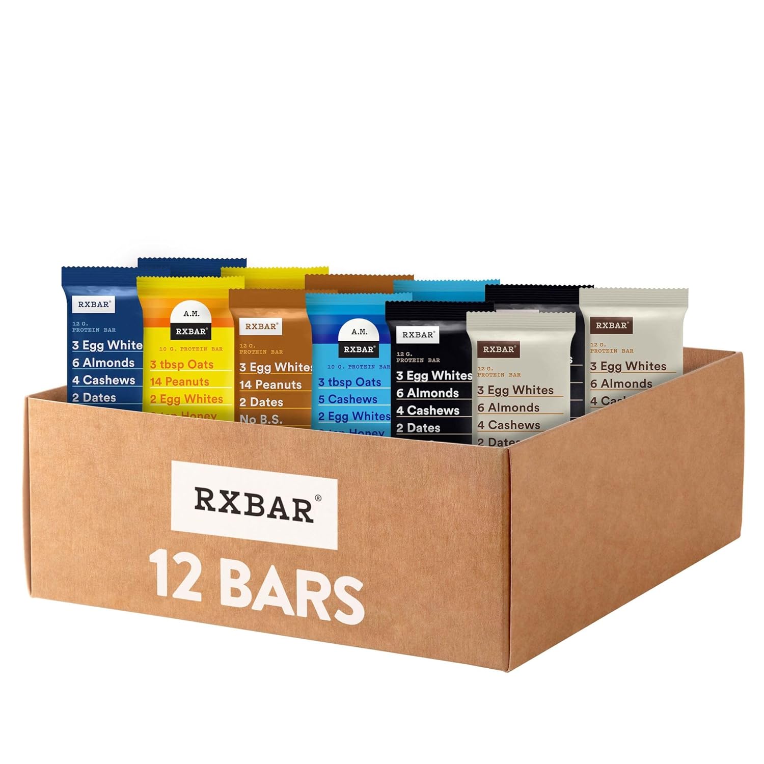 RXBAR Barras de proteínas, aperitivos de proteínas, barritas de aperitivos, paquete variado (12 barras)