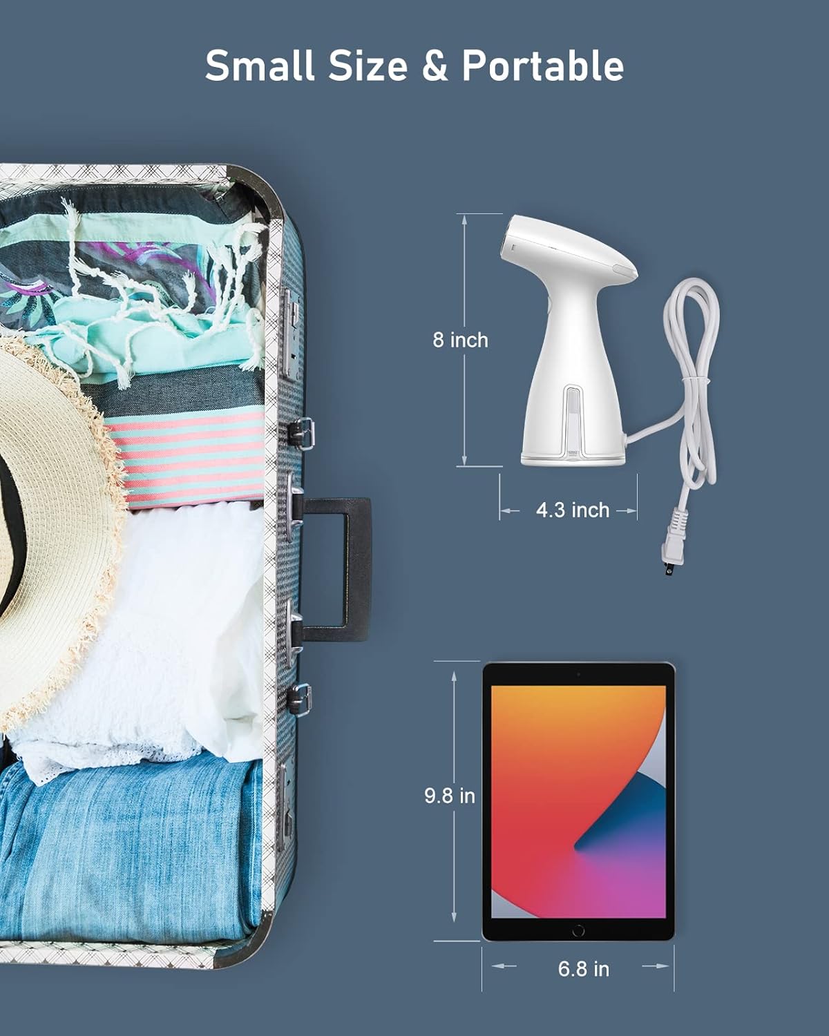 Vaporizador de viaje para ropa, vaporizador de ropa COKUNST de mano de 30 segundos, mini vaporizador portátil para ropa con tanque de agua