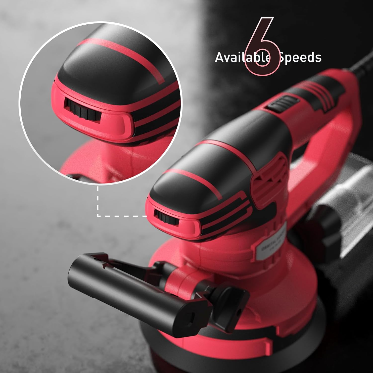 Lepmerk Lijadora orbital aleatoria de 3.5AMP 450W, 13000 OPM, lijadora órbita de doble mango de 6 pulgadas, 6 velocidades variables, 20 papeles de