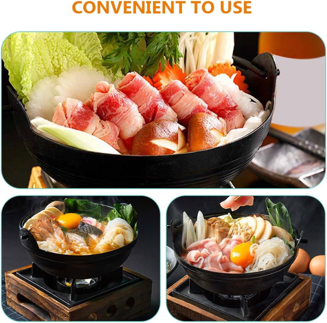 Sukiyaki olla de hierro fundido para salsa de mandarina, mini sartén de hierro fundido, caldero donabe, olla de cocina japonesa yin yang olla