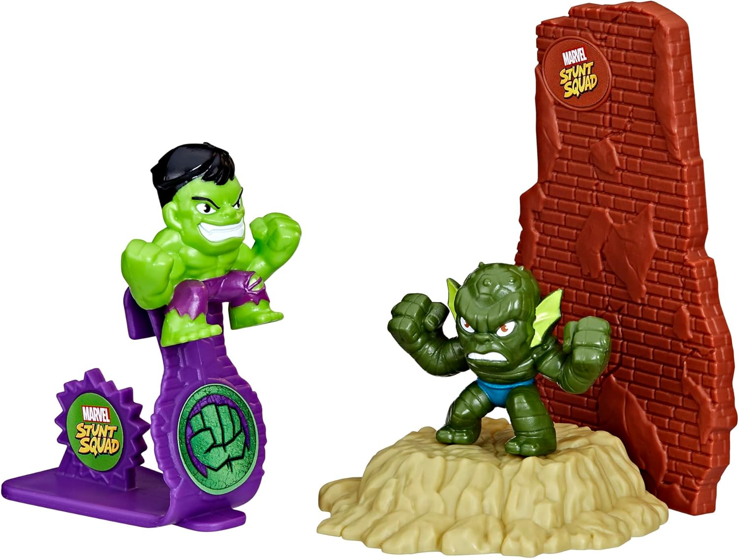 Marvel Stunt Squad Hulk vs. Abomination Toy Playset, figuras de acción de cómic de superhéroes a escala de 1.5 pulgadas, niños a partir de 4 años