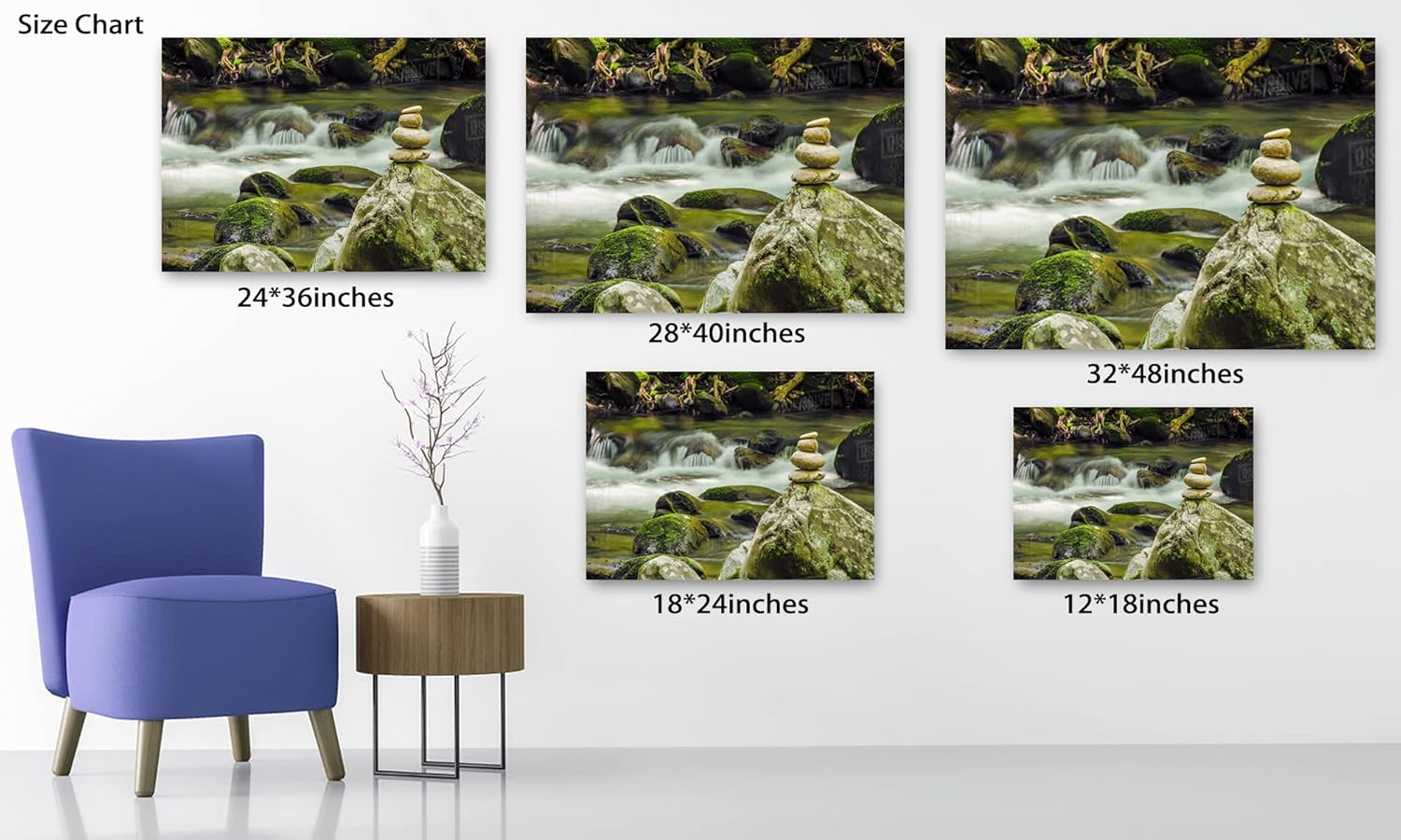 TIHUSAGO Spa Zen Elements – Lienzo decorativo para pared, arte de pared de equilibrio de piedra zen, póster de pintura de baño, lienzo grande,