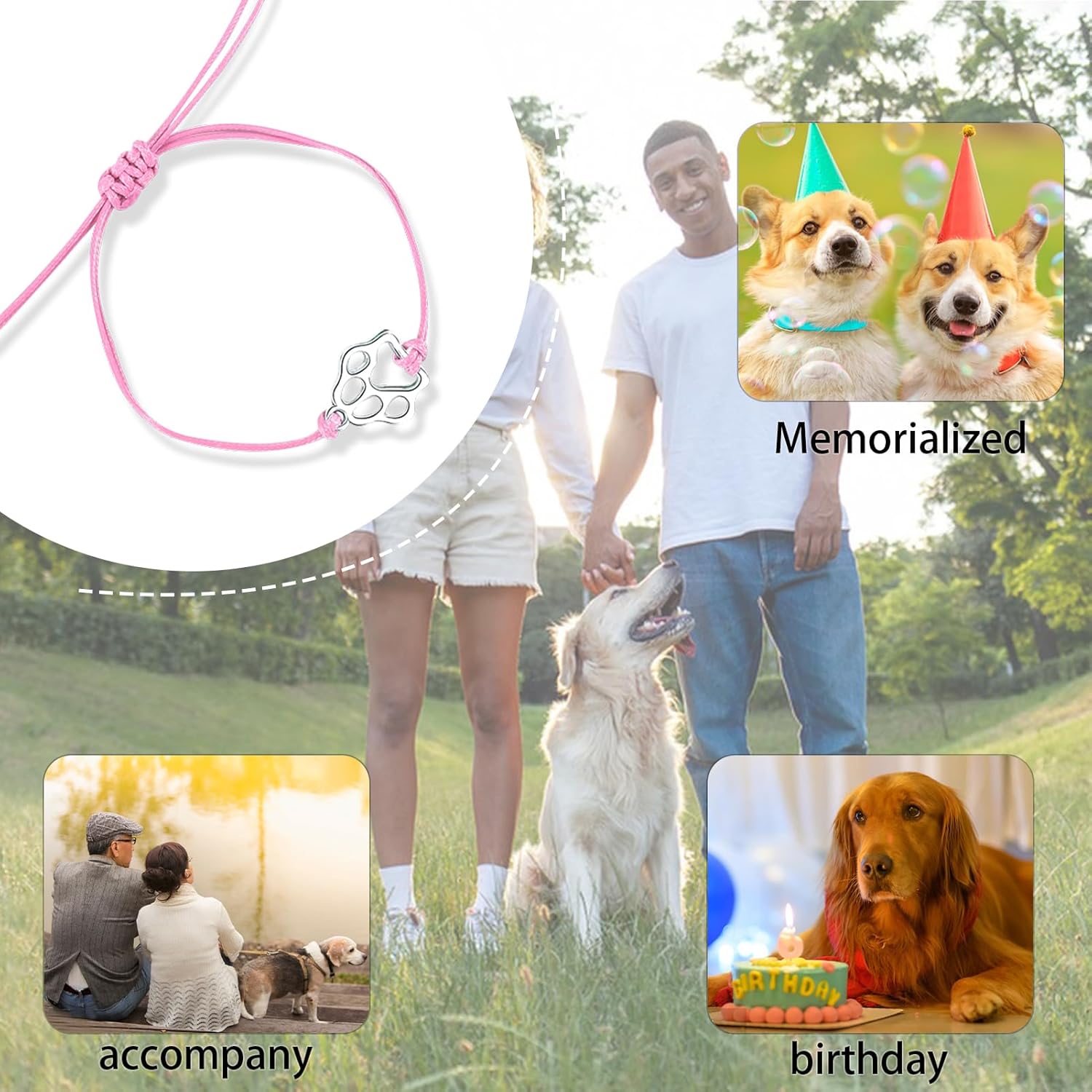 Puppy Dog Bracelets for Women Men Dog Memorial Gifts for Dog Lover Friendship Gifts for Her His Couples Adjustable String