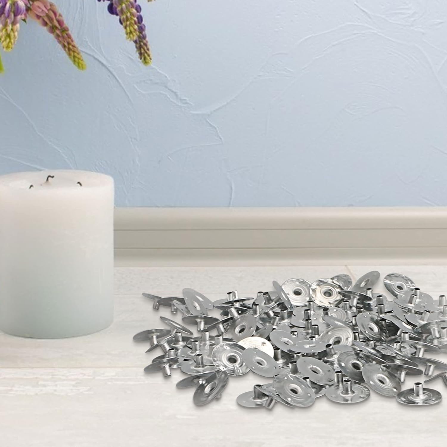 MILIVIXAY Pestañas de mecha para velas, 400 pestañas multiusos de 2 tamaños, 0.787 in, 0.472 in, perfectas para una amplia variedad de mechas, velas