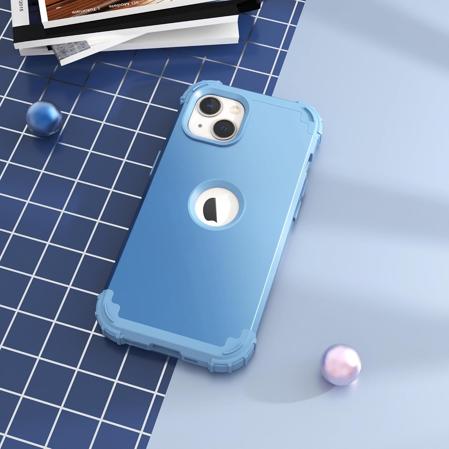 IDweel Funda para iPhone 15 con protector de pantalla de vidrio templado, 3 en 1, a prueba de golpes, delgada, híbrida, resistente, cubierta de
