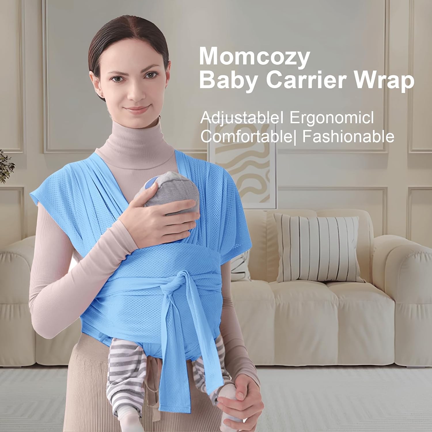 Fular portabebés, portabebés ajustable para recién nacidos a niños pequeños, fácil de llevar, estilo camiseta, envoltura de bebé para papá y mamá