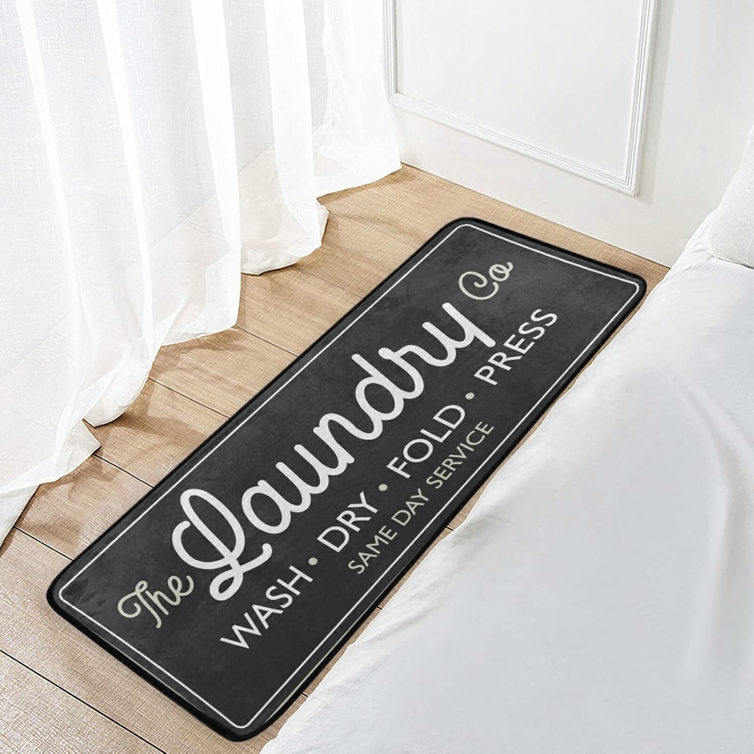Alfombra de pasillo de lavandería de granja, antifatiga, color negro, antideslizante, lavable, alfombra para el piso de la cocina del hogar, 39 x 20