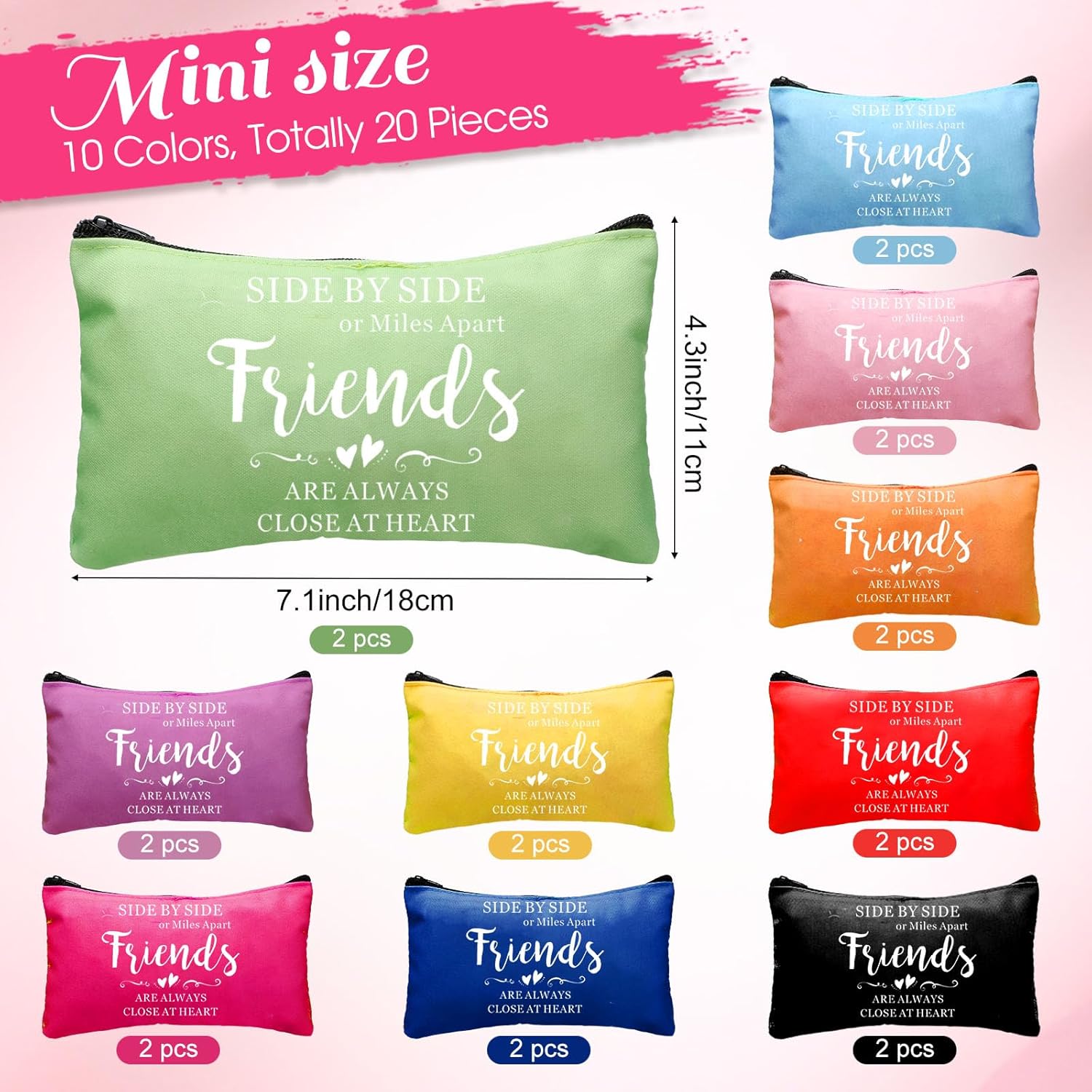 20 piezas de regalos de graduación para amigas, bolsas de cosméticos a granel de amistad para maquillaje, regalos de cumpleaños para mujeres,
