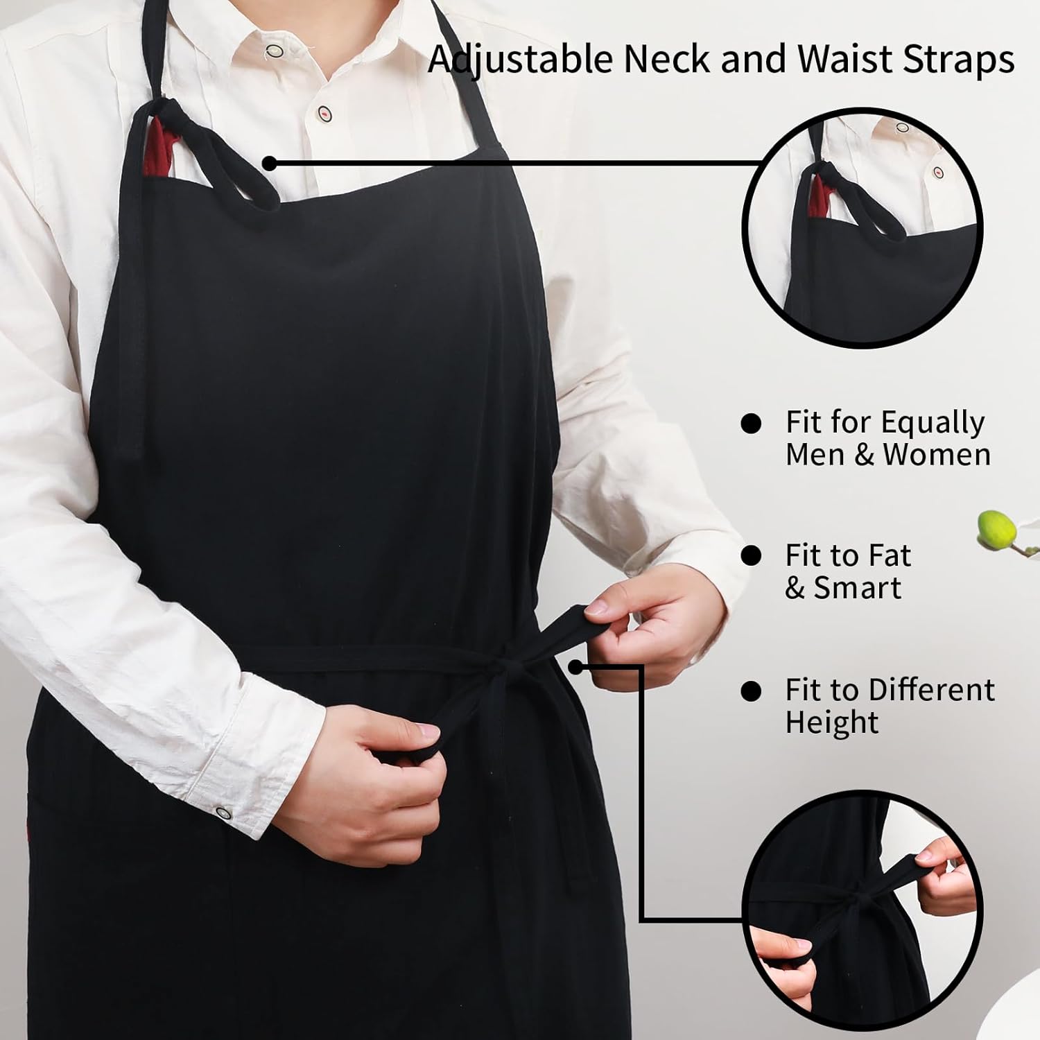 Uteynee Paquete de 2 delantales para mujer con bolsillos, 100% algodón lavado, correa ajustable para el cuello, delantales para hombres, cocina,