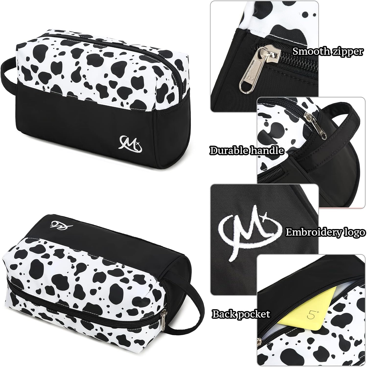Ryushoyo Juego de 2 piezas de artículos de tocador de viaje impermeable maquillaje electrónico lápiz organizador bolsa con asa, Triángulo geométrico