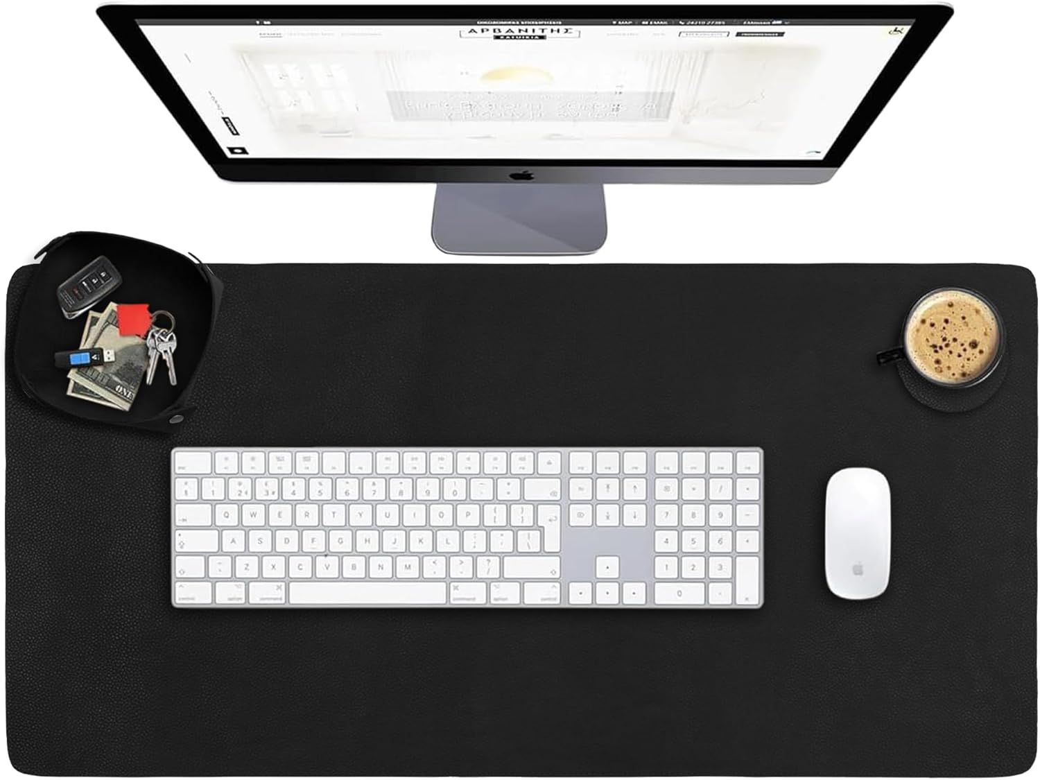 Almohadilla de escritorio de cuero para escritorio, tapete grande de cuero para escritorio, 32 x 16 pulgadas, tapete de escritorio de cuero genuino