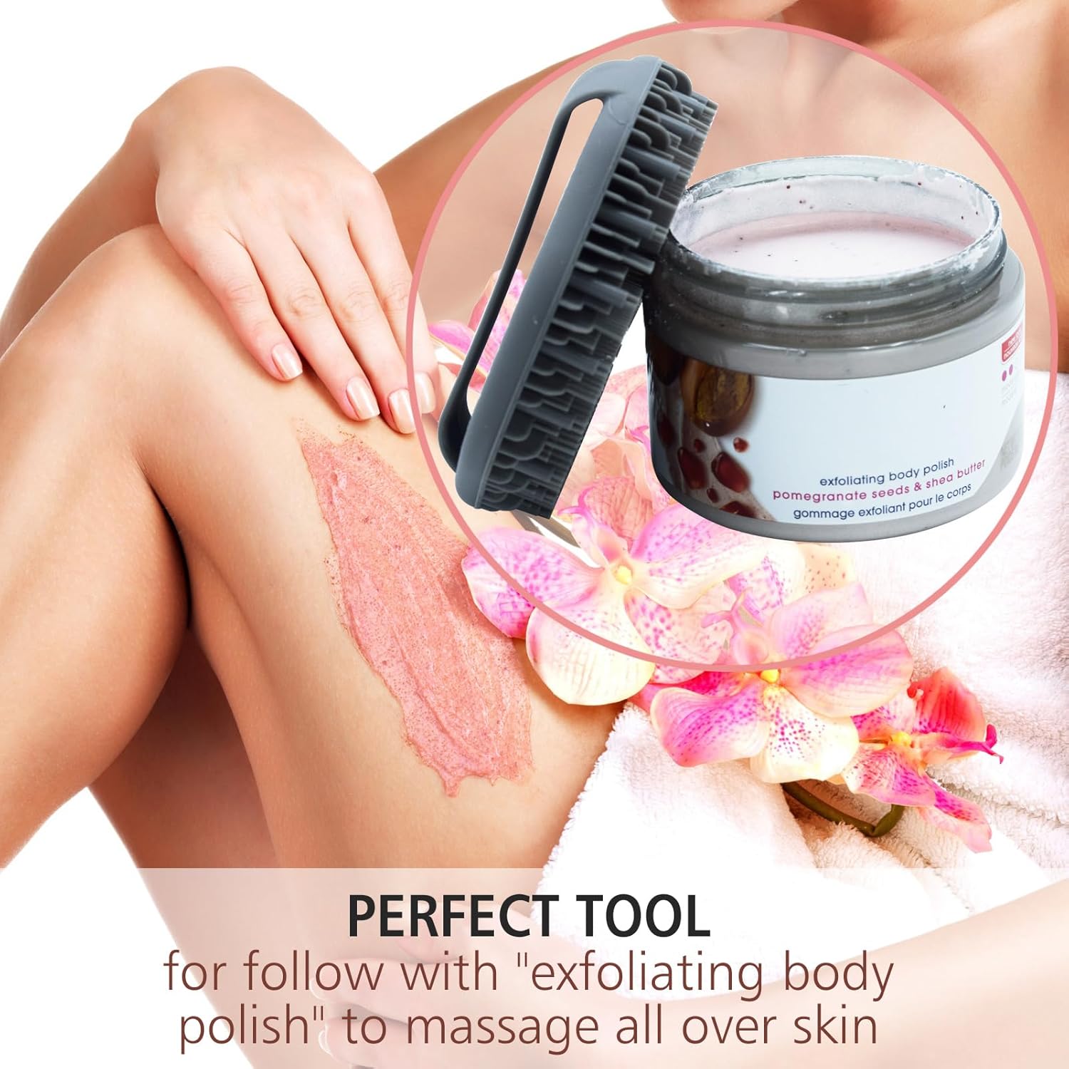 Exfoliante de ducha corporal de silicona, cepillo exfoliante de baño, para exfoliación eficaz de ducha y masaje suave (gris)