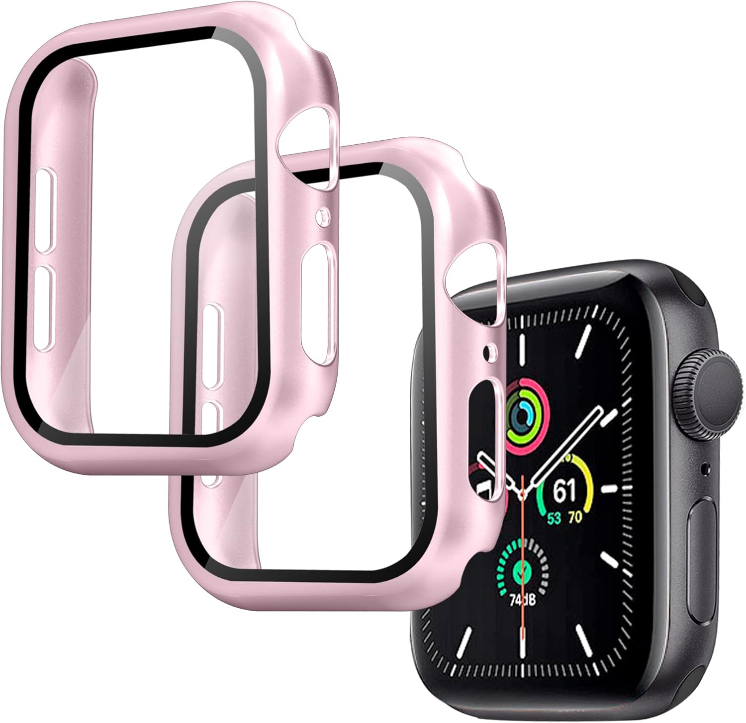 Arae Funda de reloj compatible con Apple Watch Series 6, 5, 4, SE de 1.732 pulgadas, 1.575 pulgadas, accesorios para mujeres y hombres con protector
