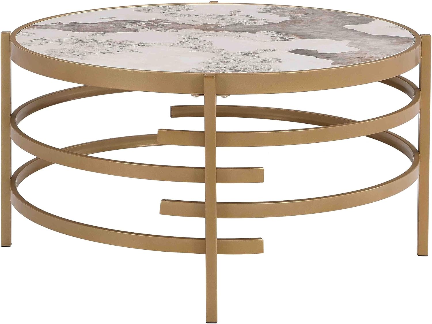 Mesa de centro dorada con piedra de mármol, mesa auxiliar moderna para sofá, mesa auxiliar redonda, marco de metal, mesa de cóctel central para