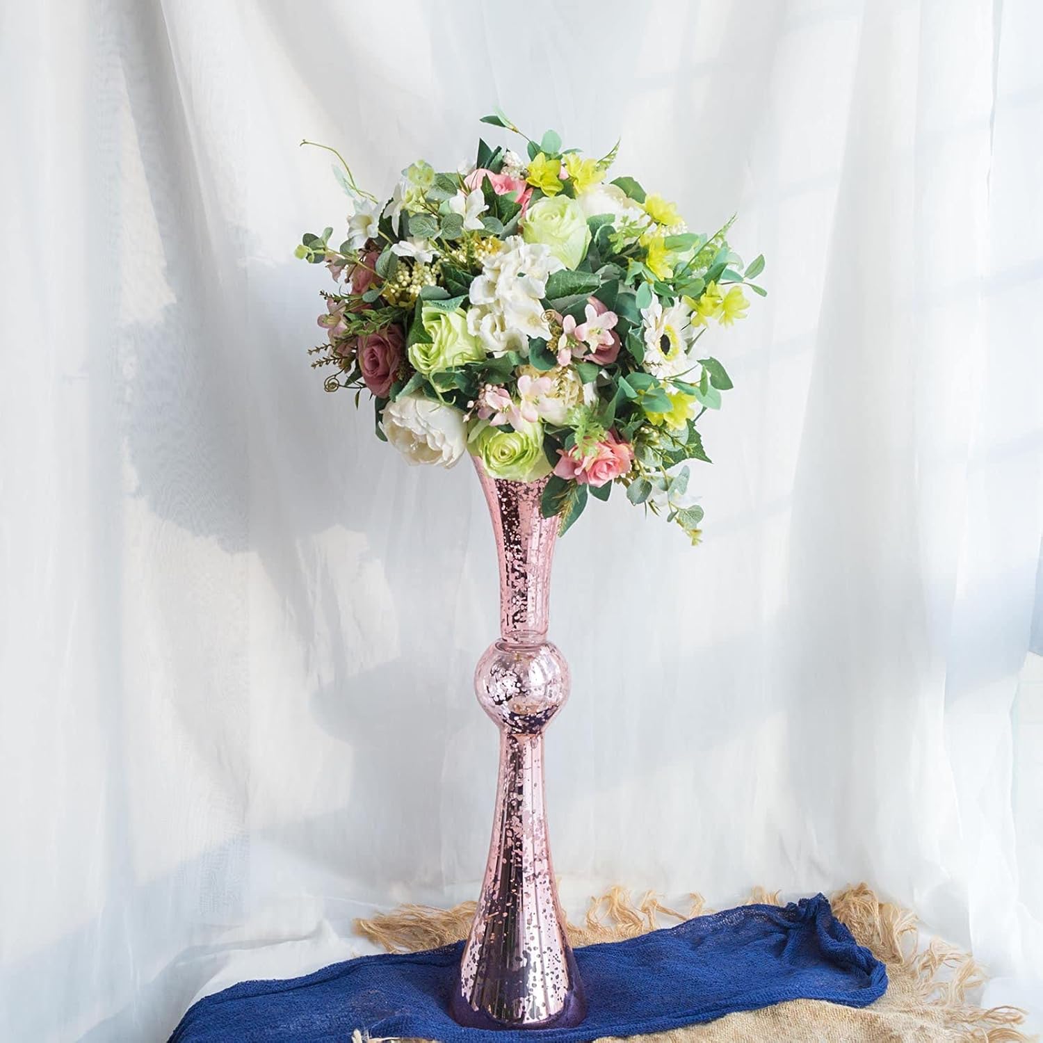 Efavormart – Paquete de 2 jarrones de vidrio reversibles de mercurio champán de 24 pulgadas de alto para decoración de bodas