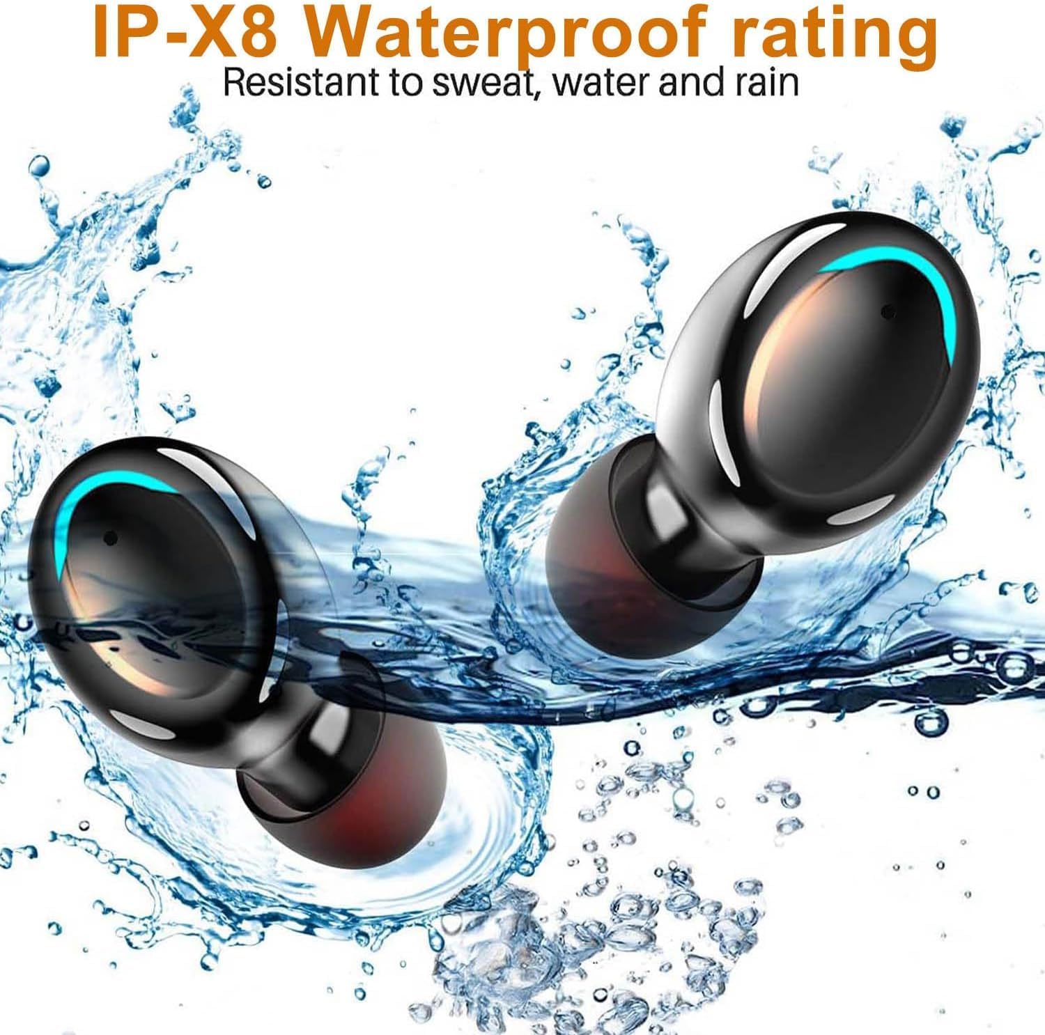 Auriculares inalámbricos verdaderos, potentes efectos de sonido personalizados, auriculares de conexión remota inmersivos con caja de carga,