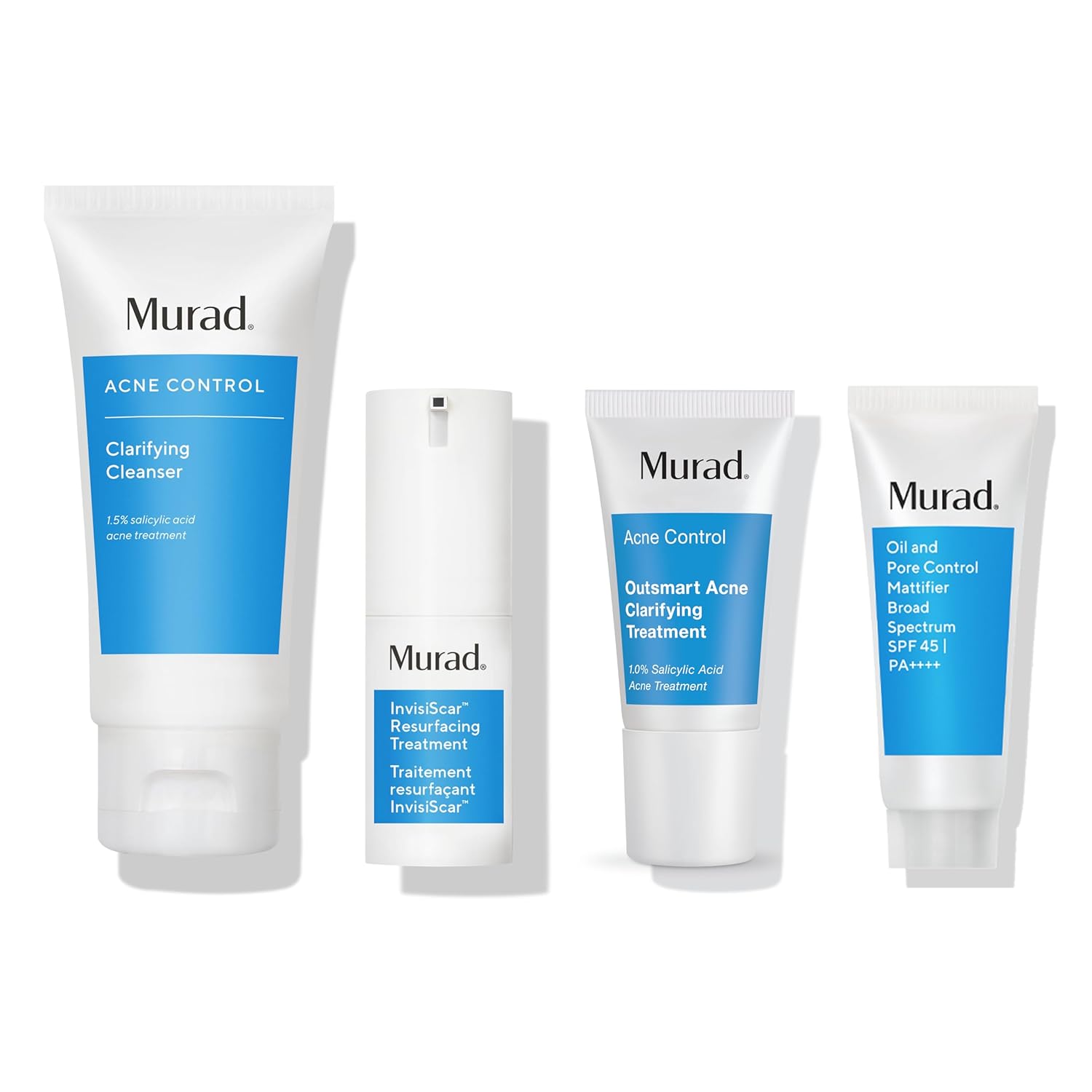 Murad Kit para el acné de 30 días, juego de 4 piezas, valor de $98, limpiador clarificante de 2.0 onzas, tratamiento InvisiScar .5 onzas,