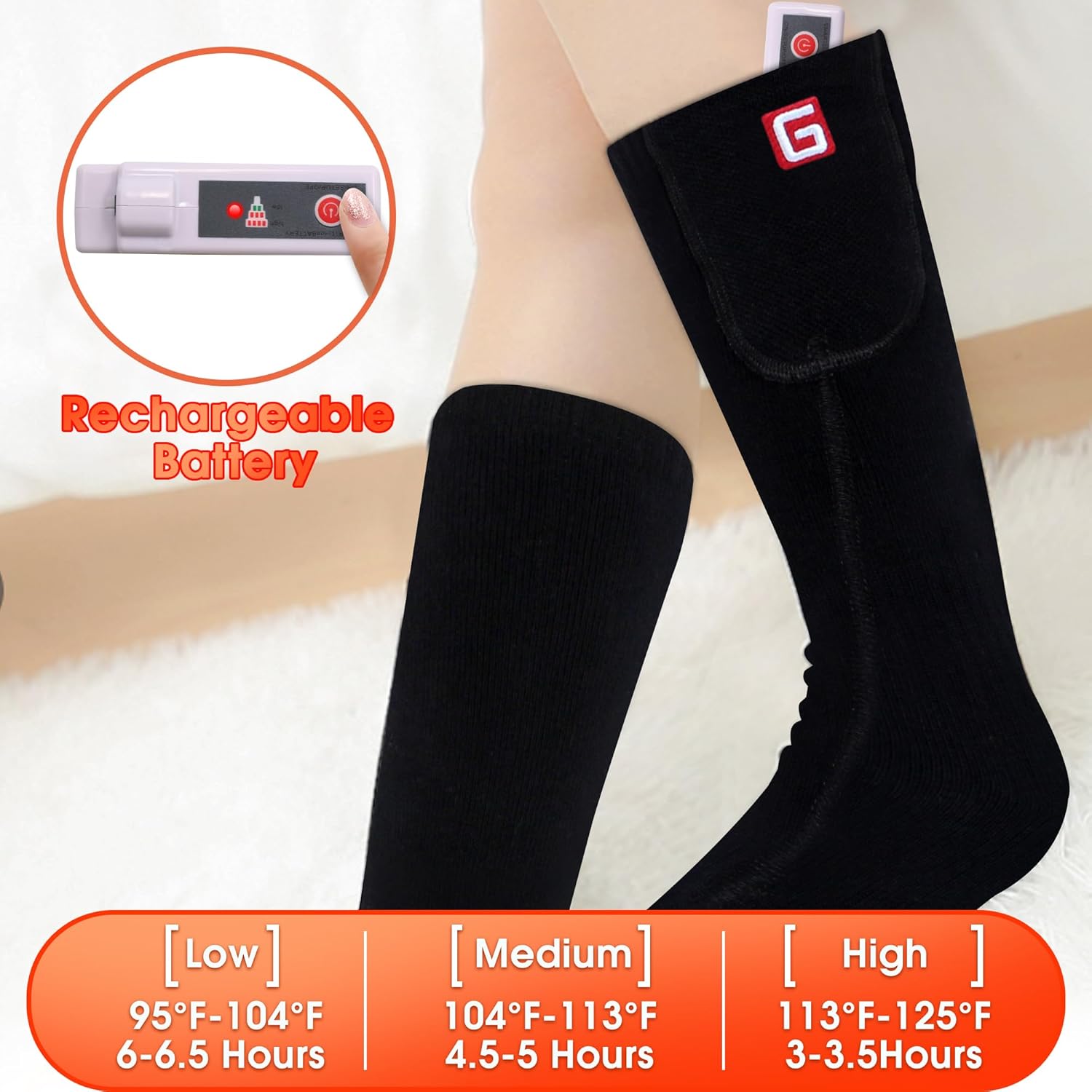 Calcetines calefactables para hombres y mujeres, calcetines eléctricos recargables con pilas, térmicos, cálidos, de invierno, lavables, para