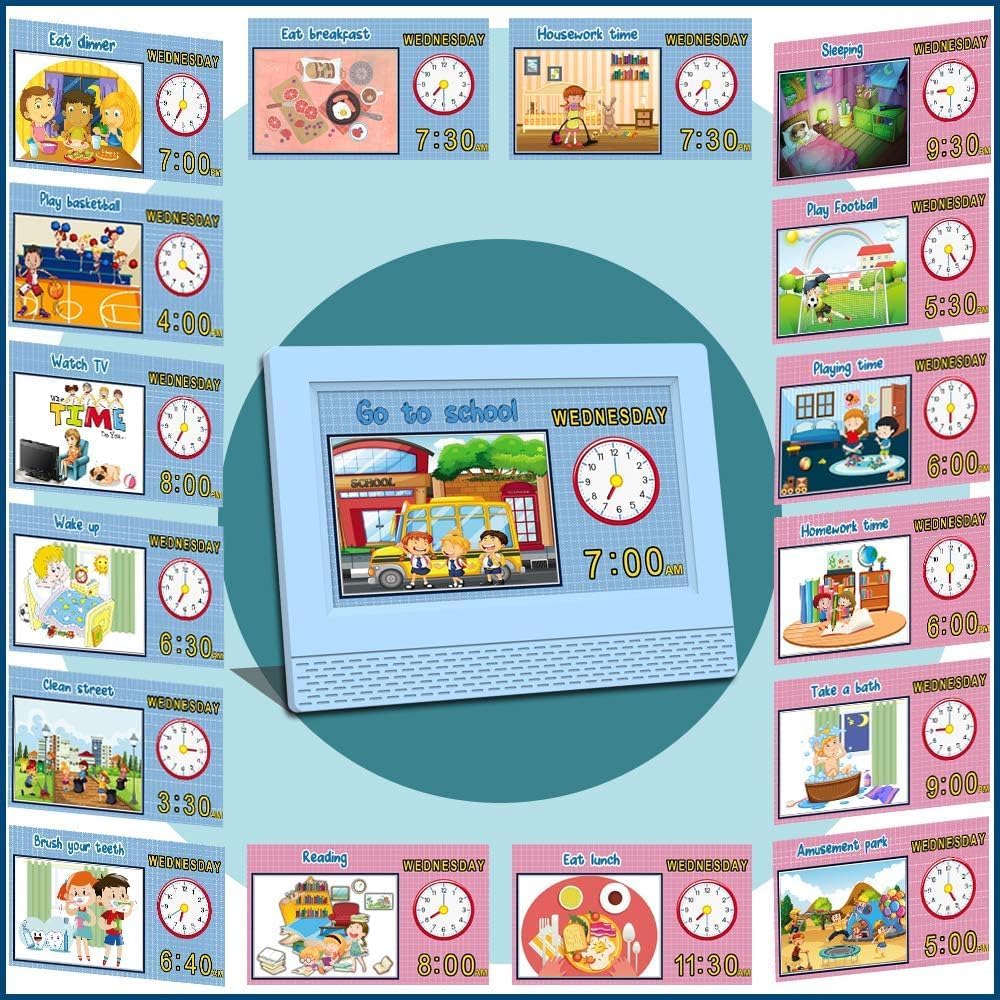 Hiseeyo Reloj despertador para niños, pantalla LED grande de 7 pulgadas, entrenador de sueño para niños, cuidado de los ojos, para niñas y niños,