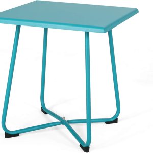 Christopher Knight Home Doris Outdoor – Mesa auxiliar moderna de 18 pulgadas con patas de acero, color verde azulado Christopher Knight Home Doris Outdoor – Mesa auxiliar moderna de 18 pulgadas con patas de acero, color verde azulado