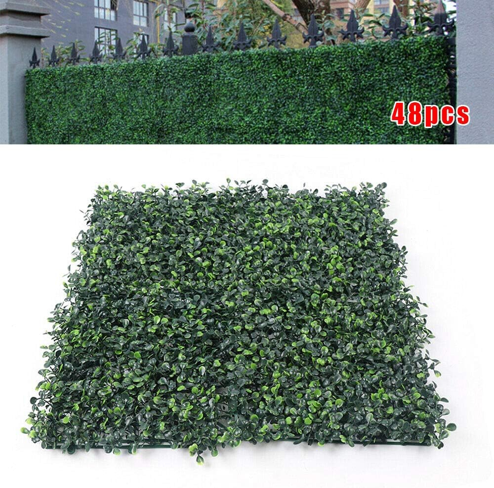 48 paneles de setos artificiales de boj de 10 x 10 pulgadas, paneles topiarios verdes para plantas, boj artificial, pantalla de cobertura de