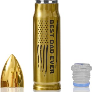Best Dad Ever Afranti 304 – Botella de agua con forma de bala de acero inoxidable 304, 17 onzas, 16.9 fl oz, doble pared aislada al vacío, taza de Best Dad Ever Afranti 304 – Botella de agua con forma de bala de acero inoxidable 304, 17 onzas, 16.9 fl oz, doble pared aislada al vacío, taza de