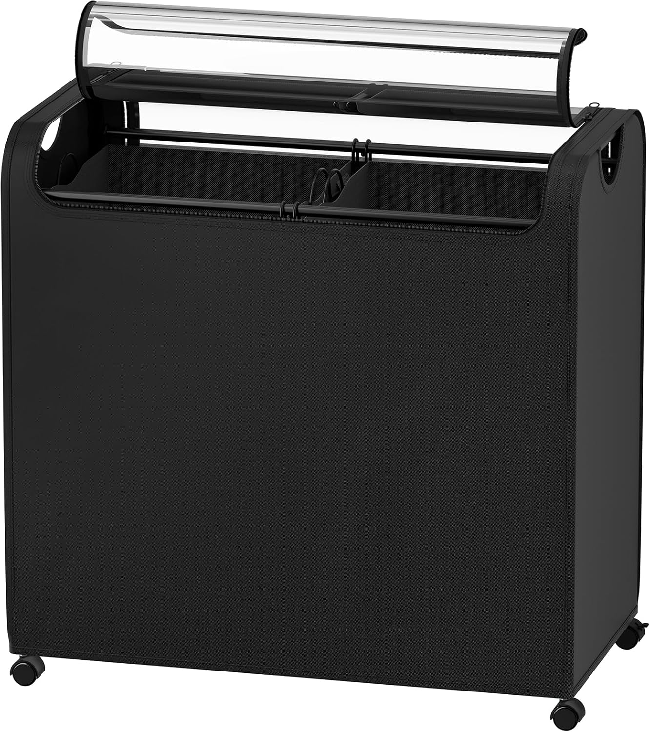 Carrito clasificador de ropa sucia sellado de 100 litros, cesta de lavandería doble con ruedas, cesta de lavandería enrollable con tapa, resistente