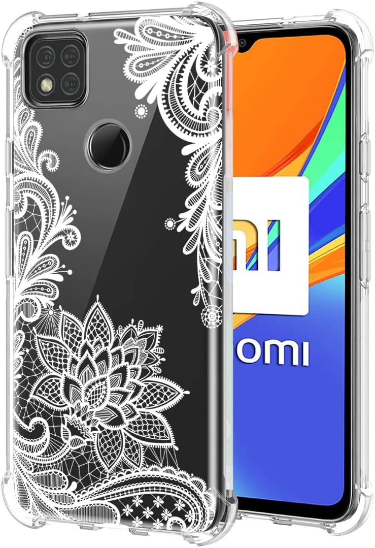 sidande Funda para Xiaomi Redmi 9CRedmi 10ARedmi 9 Activ Funda para Niñas Mujeres, Transparente Floral Suave Flexible TPU Slim Funda Protectora para