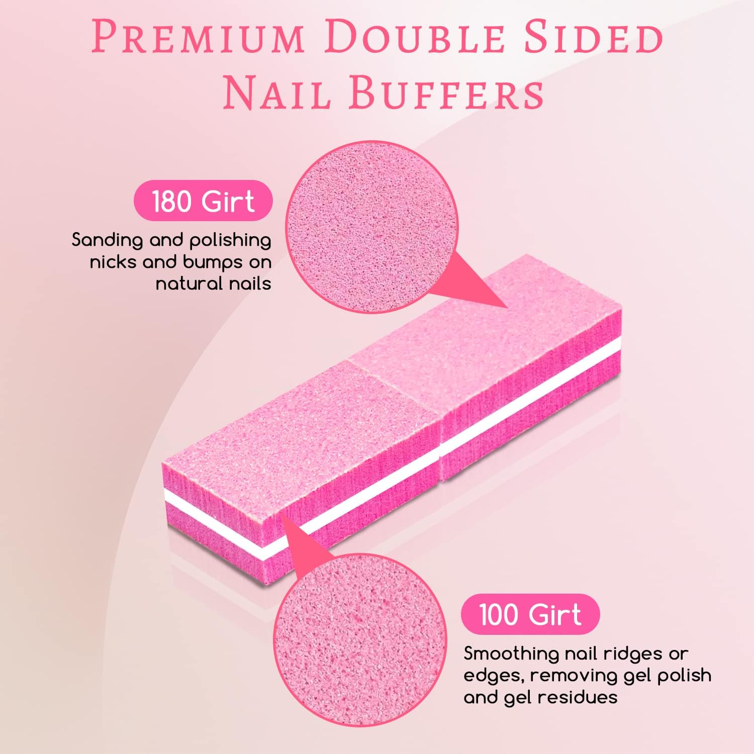 50 mini pulidores de uñas, grano 100180 a granel para uñas naturales y esmalte de gel, pulido de uñas, juego portátil de doble cara para pulir y