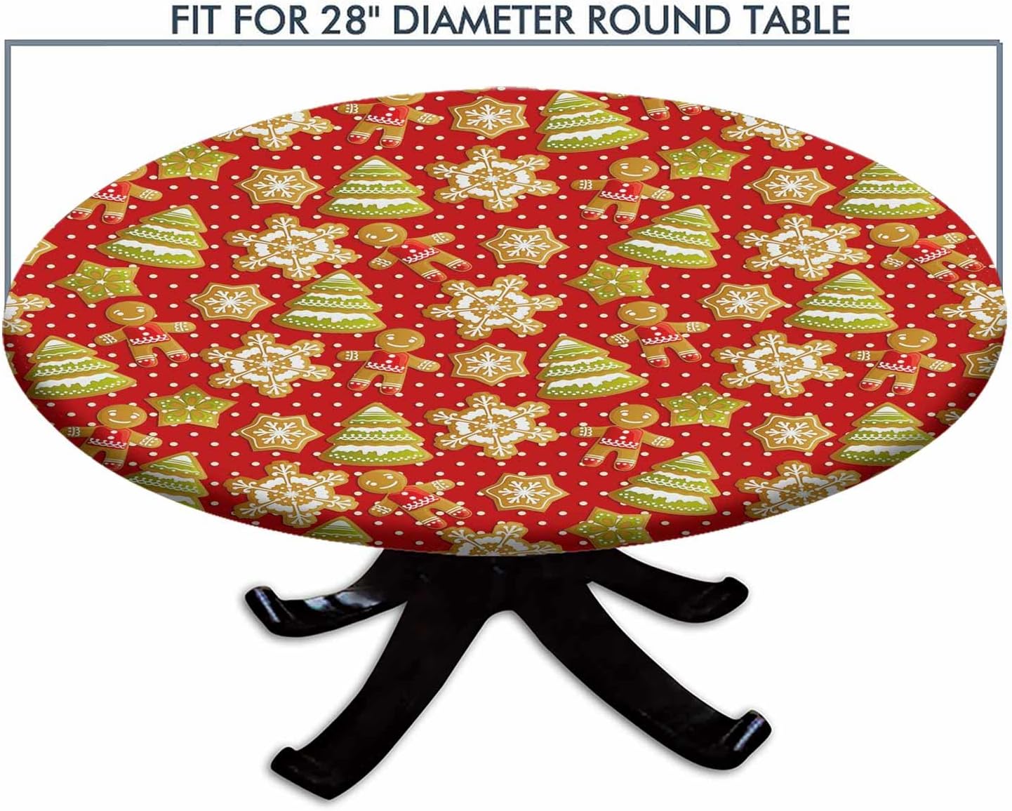 Mantel redondo ajustable de Navidad, mantel de poliéster con árbol de Navidad, mantel circular lavable para mesa de cena de Navidad, bufé, fiestas,
