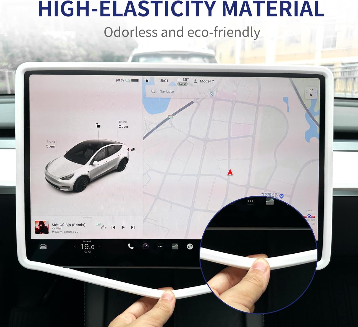 Protector de pantalla para Tesla Model 3Y, protector de marco de silicona, resistente a golpes y golpes, accesorios Tesla Model 3 Model Y 2017-2023,