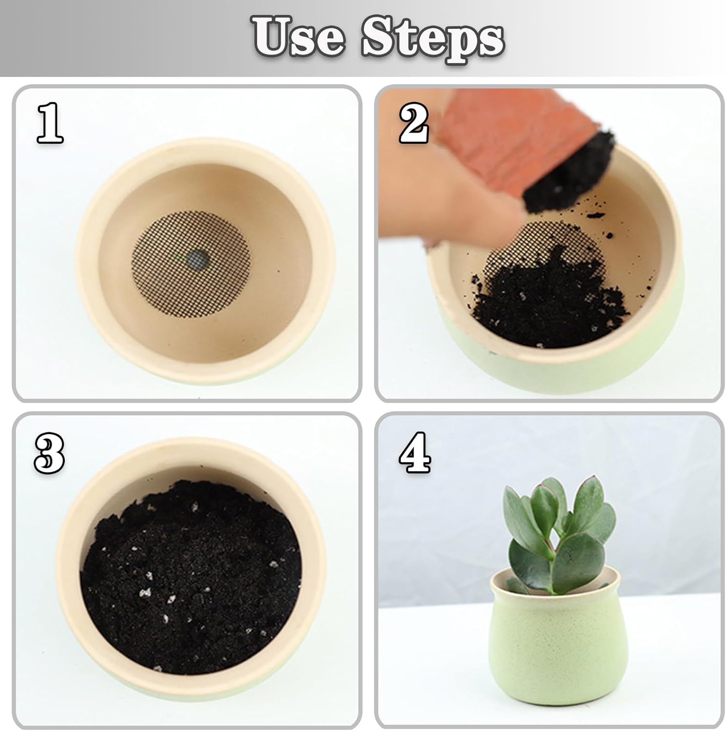Almohadilla de malla para agujero de maceta, malla de rejilla inferior de maceta de bonsái, 2 pulgadas para plantas de flores suculentas,
