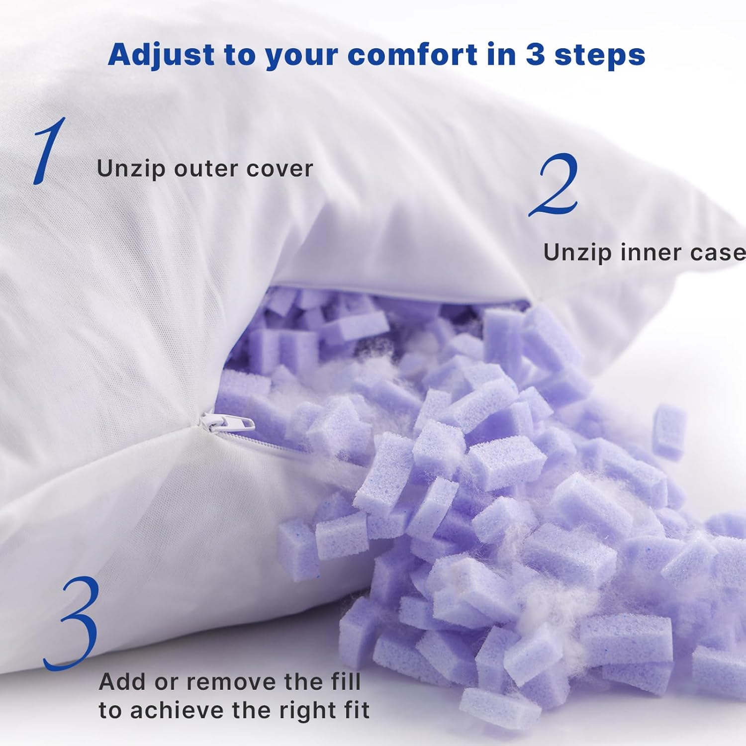 Almohada corporal para adultos, almohada larga para cama, almohadas de cuerpo completo para dormir, 20 x 54 pulgadas, espuma viscoelástica triturada