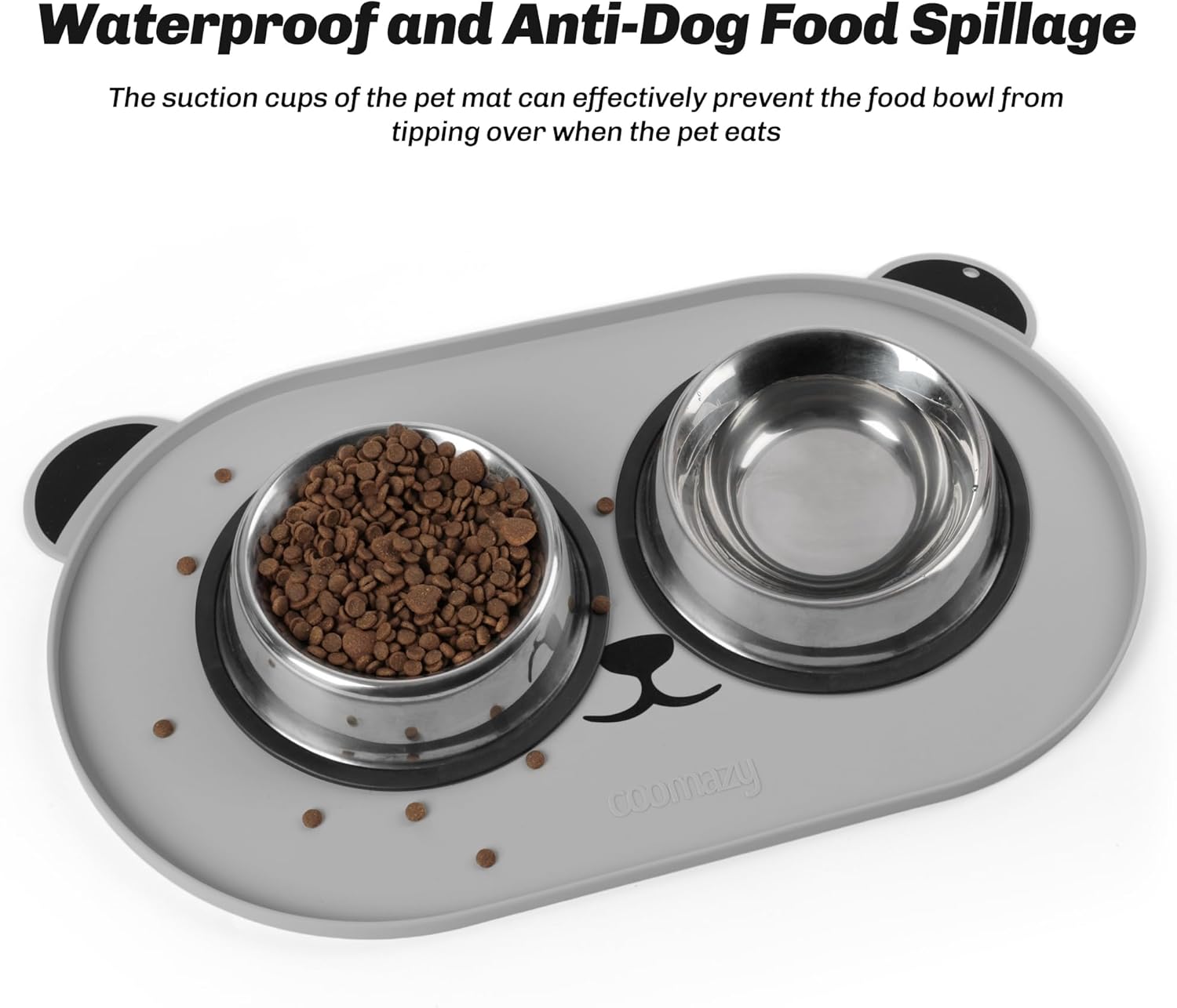 Coomazy Tapete de comida para gatos, tapete de silicona ampliado y grueso para alimentación de mascotas para el suelo, antideslizante, impermeable,