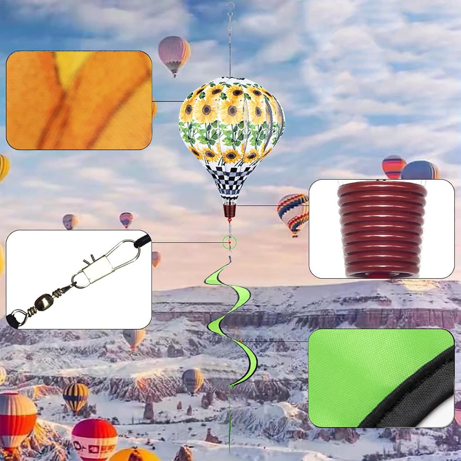 Girasol gigante globo aerostático para jardín, molinetes grandes, molinillos de viento Whirligigs juguetes para niños, decoración de patio,