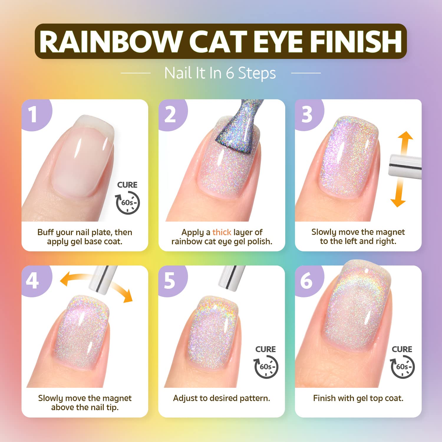 GAOY Esmalte de uñas de gel de ojo de gato, esmalte de uñas holográfico con purpurina con imán, 0.63 onzas líquidas, gel UV translúcido reflectante