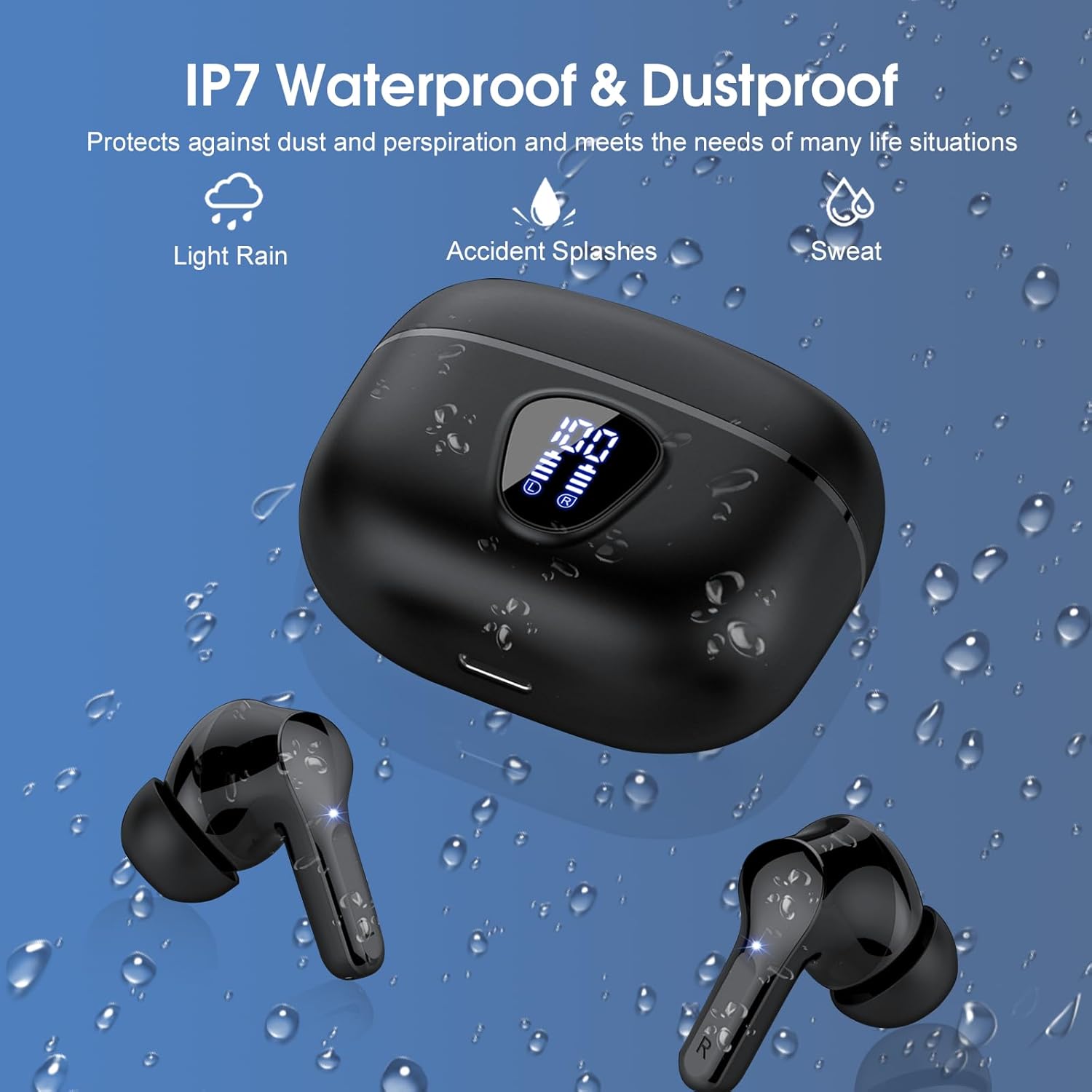 Auriculares inalámbricos 2024 Bluetooth 5.3, reproducción de 40 horas, auriculares estéreo de alta fidelidad con pantalla LED, auriculares con