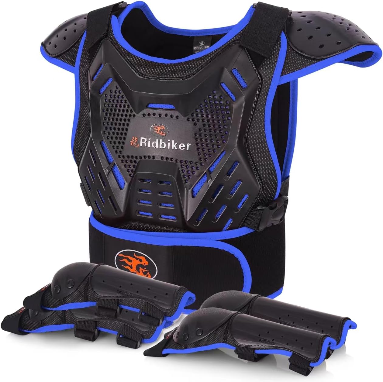RIDBIKER Armadura de motocicleta para niños, protector de pecho para niños, equipo de protección de motocicleta, chaleco de armadura corporal,