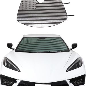 Parasol para parabrisas compatible con Chevrolet Corvette C8 2020-2023, parasol plegable para ventana delantera, viseras de protección solar Parasol para parabrisas compatible con Chevrolet Corvette C8 2020-2023, parasol plegable para ventana delantera, viseras de protección solar