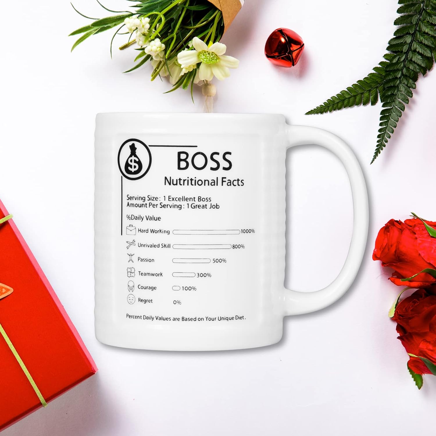 SQOWL Taza de café de cerámica con diseño de jefe para papá, mamá, taza de café, cumpleaños, Navidad, vacaciones, inauguración de la casa, regalos