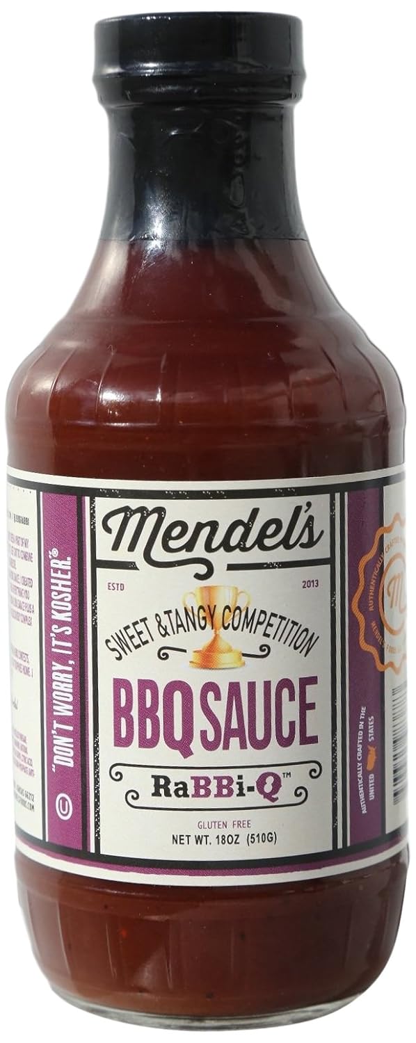 Mendel’s Botella de salsa barbacoa de competencia dulce y picante (18 onzas), botellas de salsa BBQ Kosher sin gluten para cuando solo la mejor