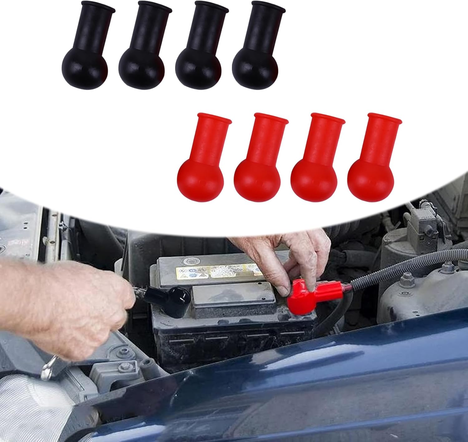 8 cubiertas para terminales de alimentación automotriz, cubiertas protectoras para terminales de cable de tubería de goma, accesorios de protección