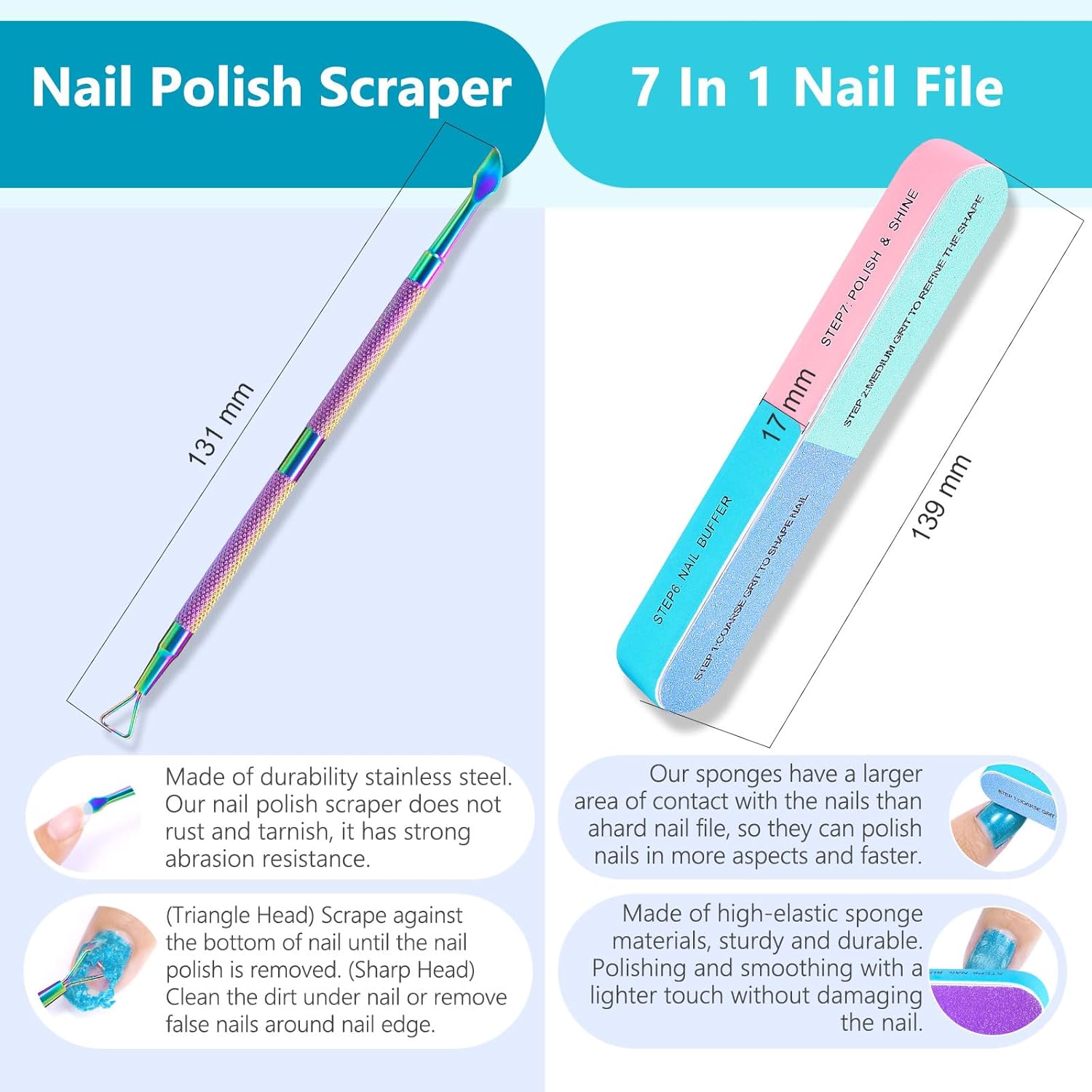 Removedor de esmalte de uñas de gel de 0.5 onzas líquidas con lima de uñas y raspador de esmalte de uñas, removedor de esmalte de gel profesional