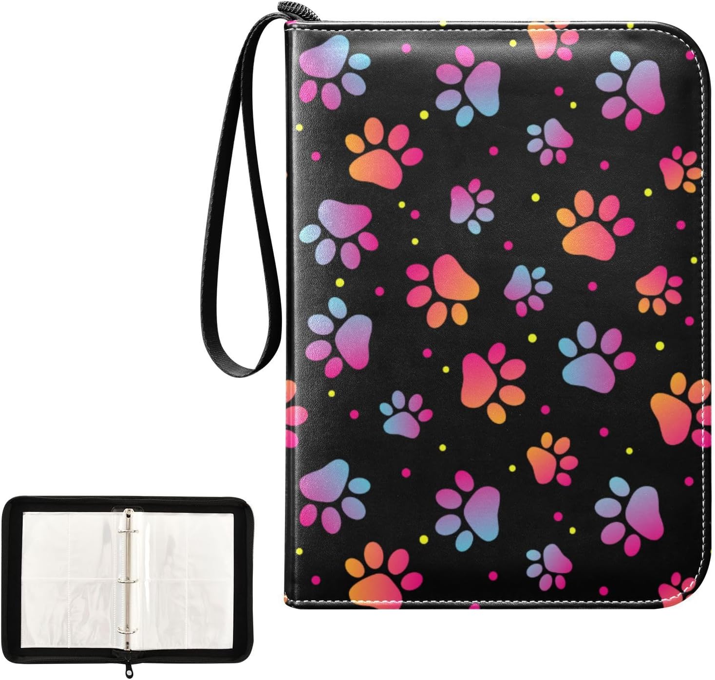 Carpeta colorida para tarjetas coleccionables de 4 bolsillos con 50 fundas extraíbles, carpeta de álbumes de tarjetas de 3 anillos con capacidad
