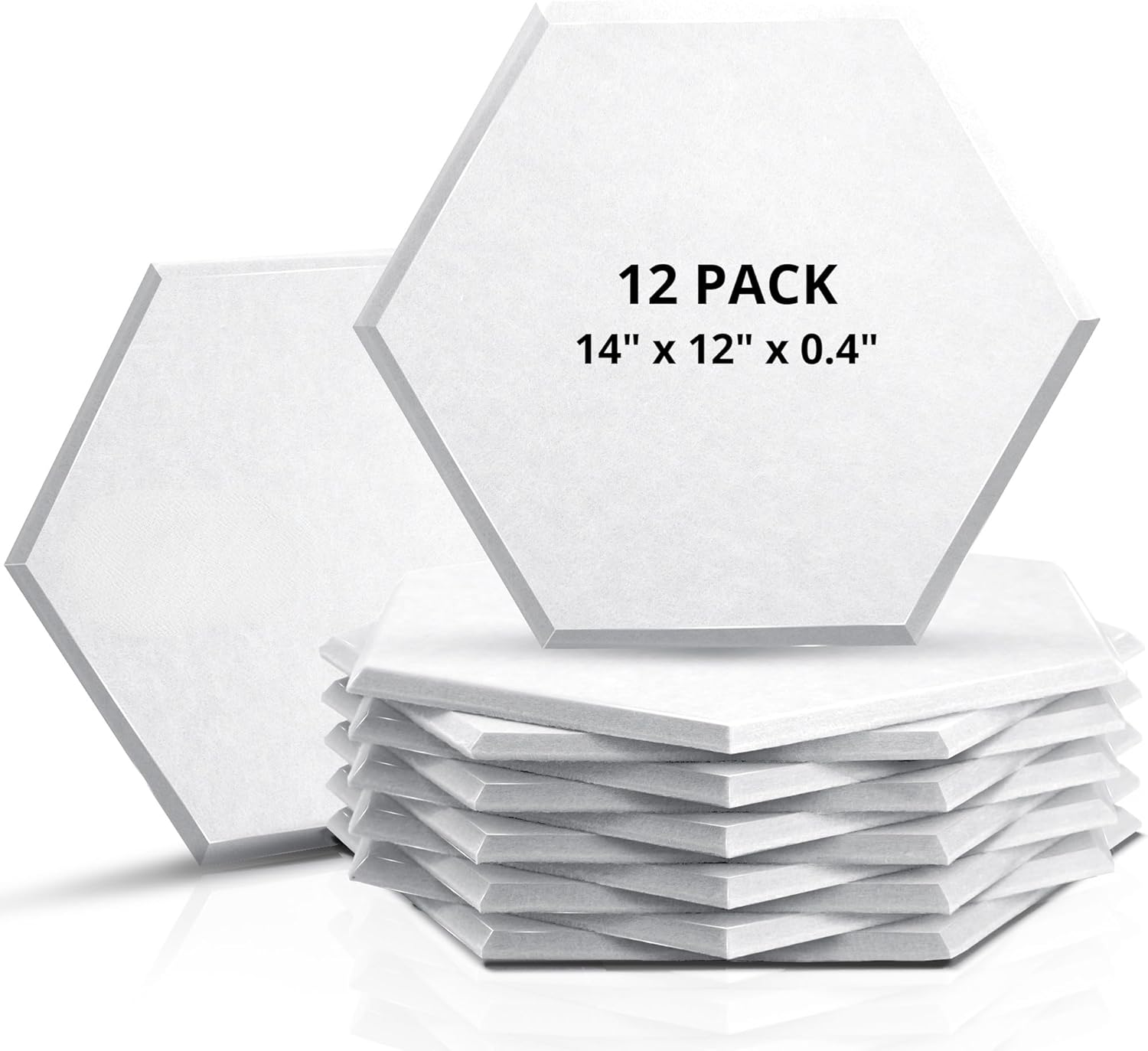 Juego de 12 paneles hexagonales de absorción acústica, 12 X 14 x 0.4 pulgadas 30.5 x 35.5 x 1 cm., panel de aislamiento acústico con bordes