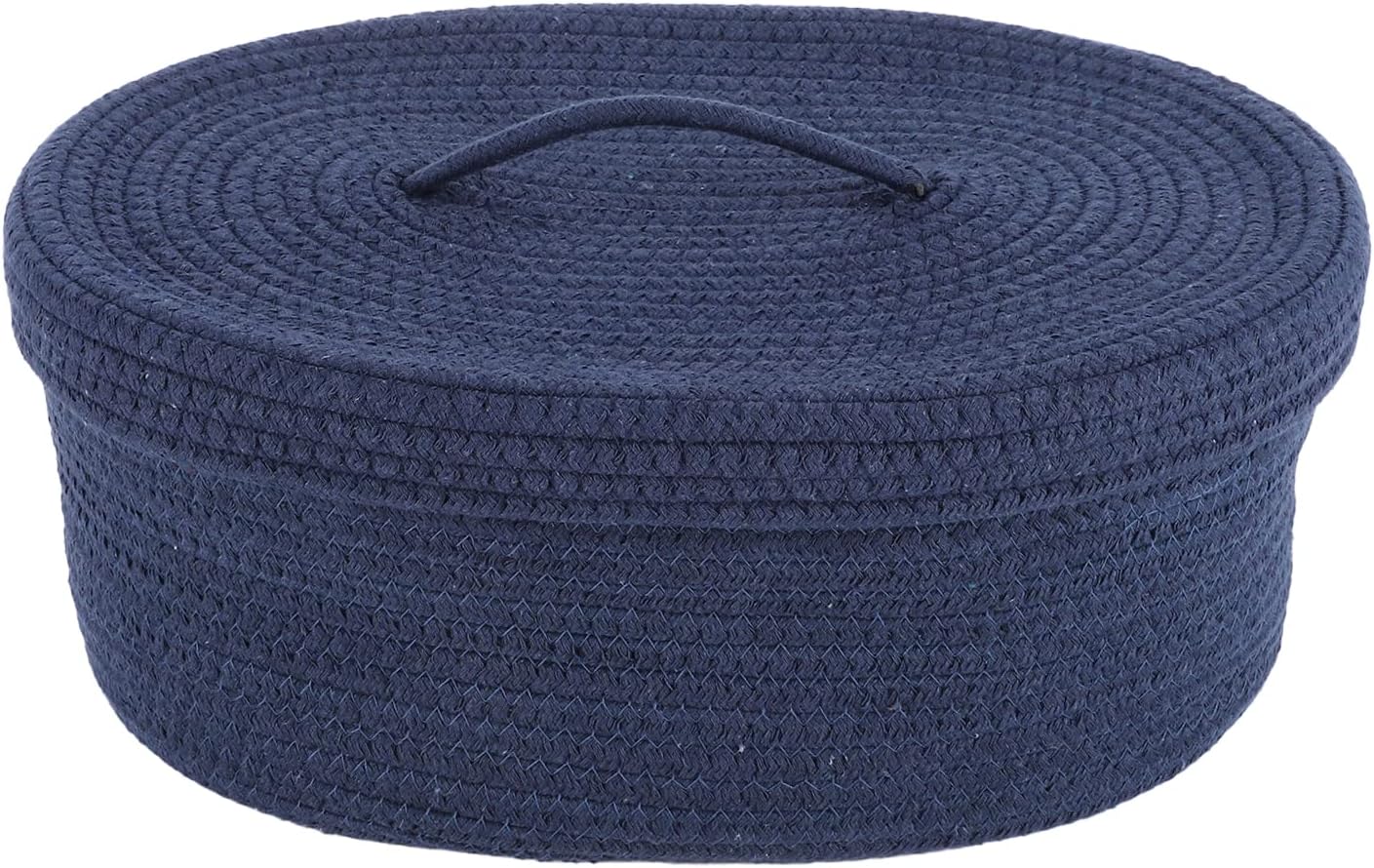 Cesta de almacenamiento de cuerda de algodón con tapa, cesta de almacenamiento de manta de cuerda tejida, contenedor de almacenamiento de guardería,