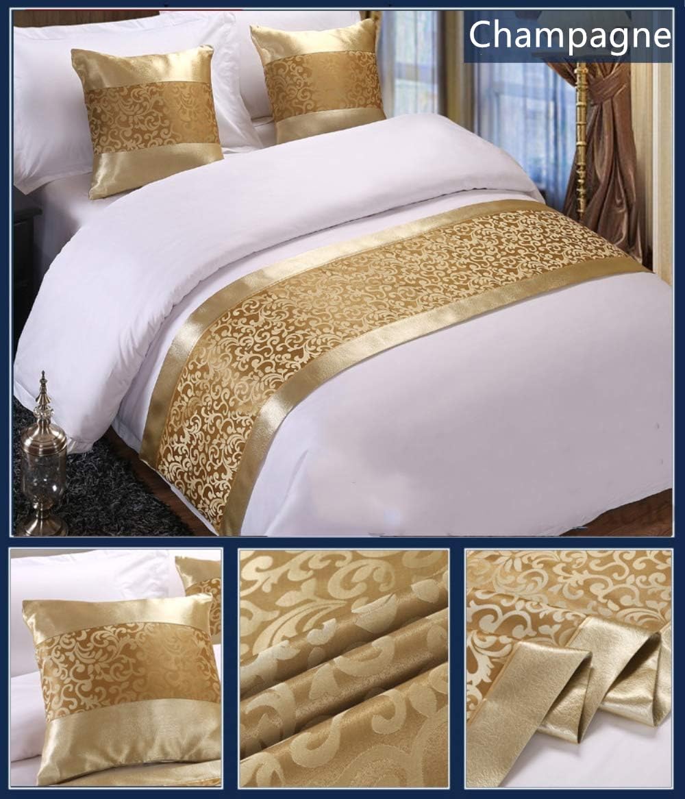 Twelve Bufanda de cama King Champagne Runner Bedding Bufandas para casa Hotel Guesthouse