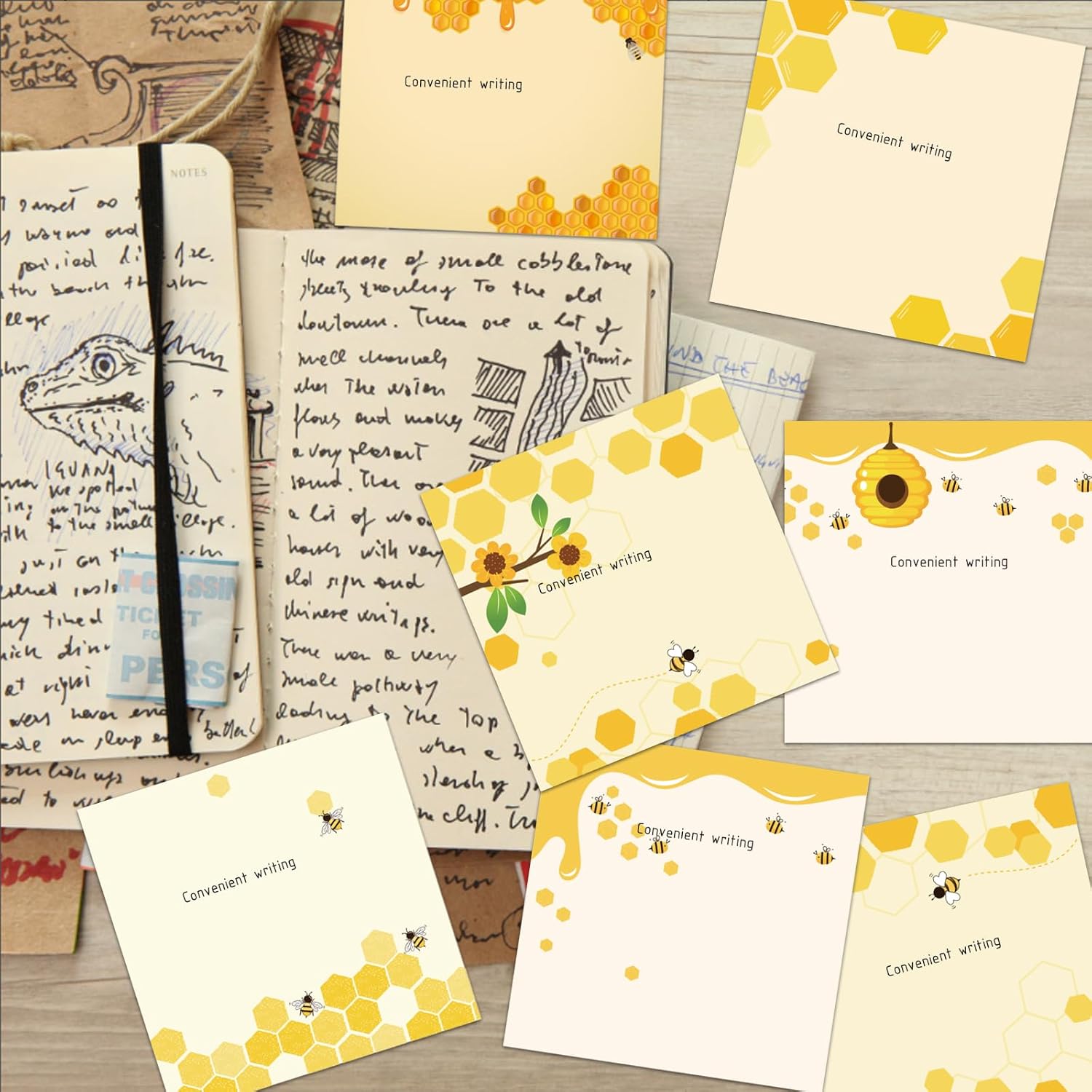 9 notas adhesivas de abeja de 3 x 3 pulgadas, lindas notas de abeja adversas, notas de notas para escuela, oficina, hogar, suministros para
