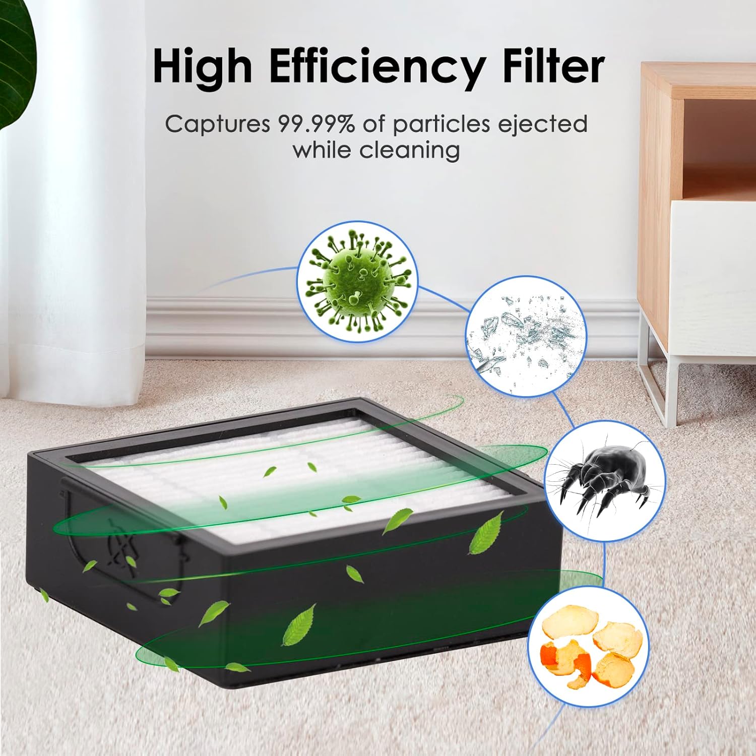 (8 piezas) Filtro HEPA de repuesto compatible con iRobot Roomba Combo J7+ PlusCombo j5+ Combo j9+ Robotic Aspiradora HEPA Filtros Kit de accesorios